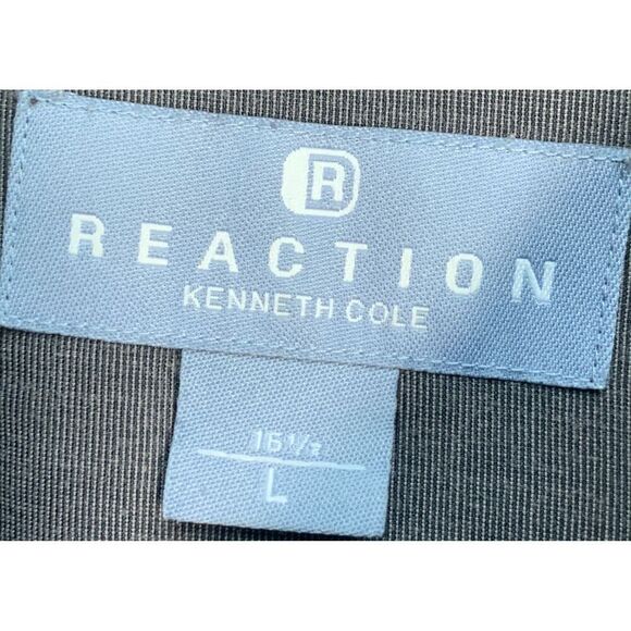 Reaction Kenneth Cole Camp Shirt Short Sleeve Collared Chest Pocket Button Up Lg - Picture 9 of 10